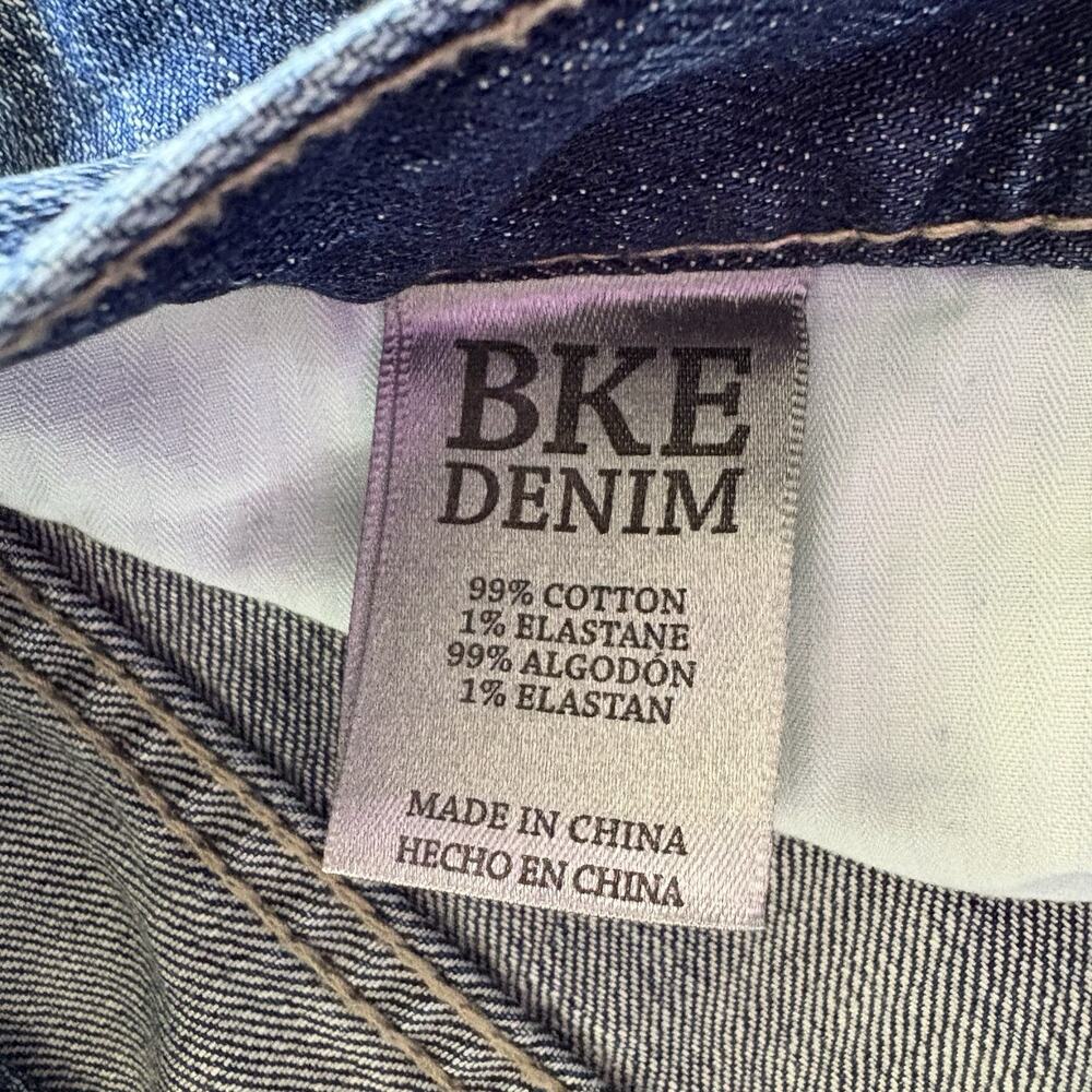 BKE Jeans Men 34L 34x34 Blue Nolan Straight Leg Distressed Whiskered Y2K Stretch - Picture 4 of 10